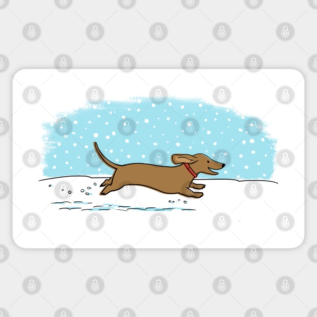 Cute Dachshund Snow Holiday | Winter Wiener Dog Sticker by Coffee Squirrel